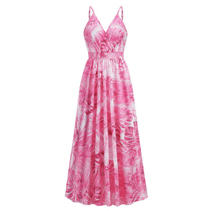 Blumen Langes Kleid Sommer Swing Urlaub Strandkleid