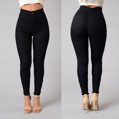 Lässige Hosen für Frauen hohe Taille Stretch Slim Hose Skinny Candy Farbe Jeans