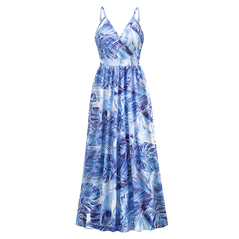 Blumen Langes Kleid Sommer Swing Urlaub Strandkleid