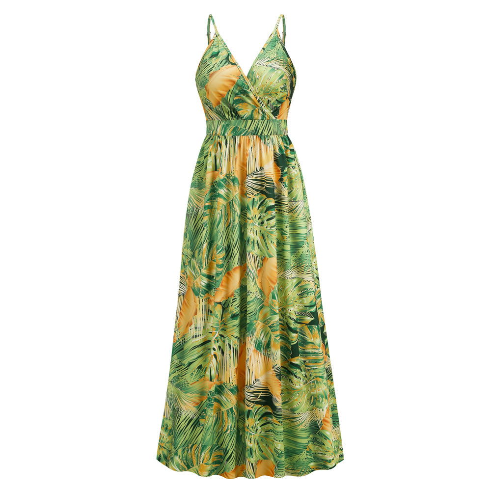 Blumen Langes Kleid Sommer Swing Urlaub Strandkleid