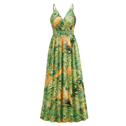 Blumen Langes Kleid Sommer Swing Urlaub Strandkleid