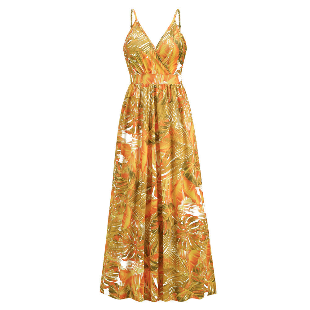 Blumen Langes Kleid Sommer Swing Urlaub Strandkleid