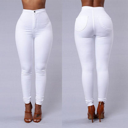 Lässige Hosen für Frauen hohe Taille Stretch Slim Hose Skinny Candy Farbe Jeans