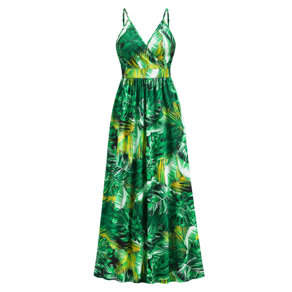 Blumen Langes Kleid Sommer Swing Urlaub Strandkleid