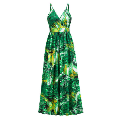 Blumen Langes Kleid Sommer Swing Urlaub Strandkleid