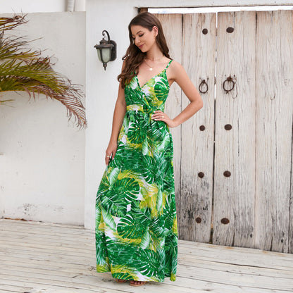 Blumen Langes Kleid Sommer Swing Urlaub Strandkleid