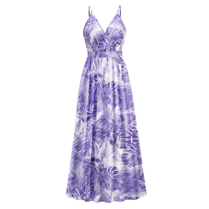 Blumen Langes Kleid Sommer Swing Urlaub Strandkleid
