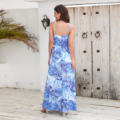 Blumen Langes Kleid Sommer Swing Urlaub Strandkleid